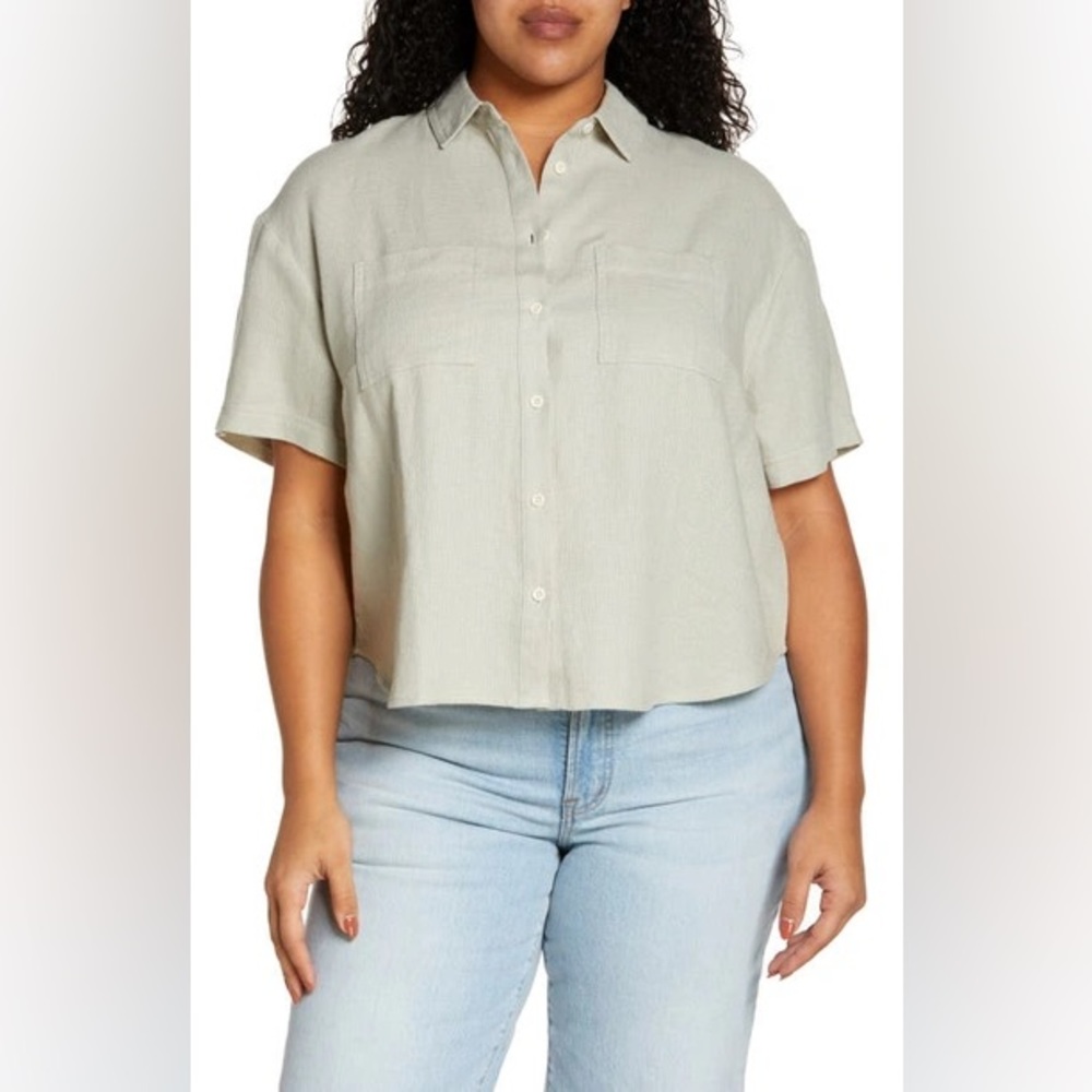 BNWT Madewell Breezewoven Beachside Shirttail Top in Ashen Sage - Picture 6 of 8